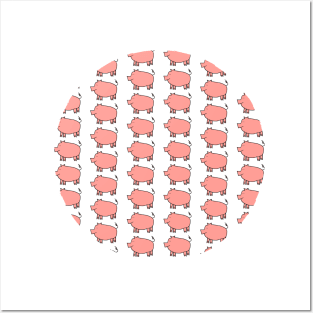 Rose Pink Pig Pattern Posters and Art